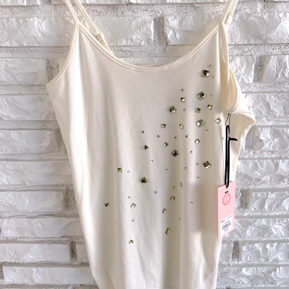 Juicy Couture Tank Top Cami Cream with Gems